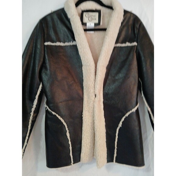 Cripple Creek Brown Faux Leather & White Shearling Trim & Lining Womens Medium - Picture 3 of 16